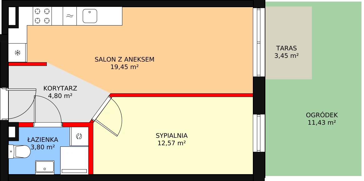 Mieszkanie 41,96 m², parter, oferta nr A4, MiłoSza, Gdynia, Redłowo, ul. Czesława Miłosza