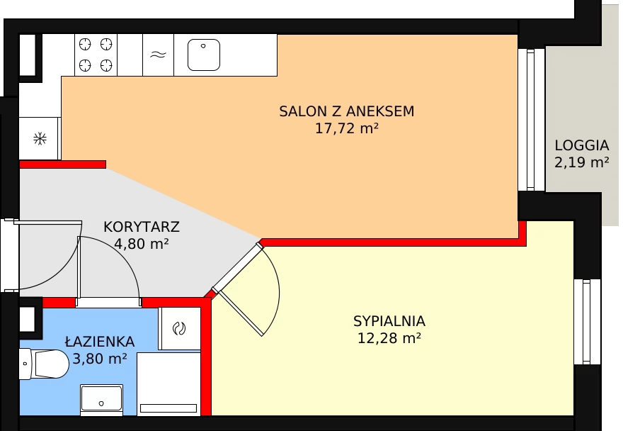 2 pokoje, mieszkanie 39,88 m², piętro 1, oferta nr A10, MiłoSza, Gdynia, Redłowo, ul. Czesława Miłosza