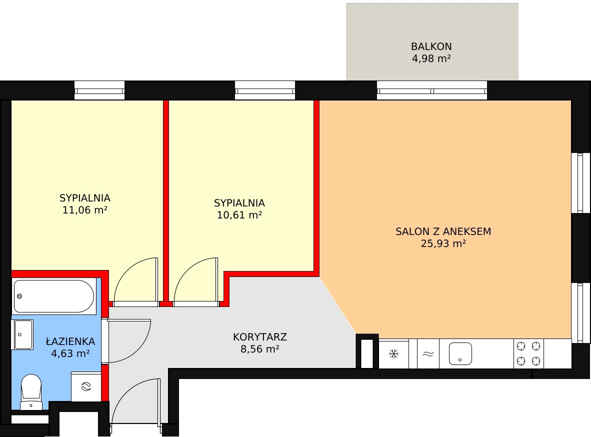 Mieszkanie 62,73 m², piętro 2, oferta nr A15, MiłoSza, Gdynia, Redłowo, ul. Czesława Miłosza