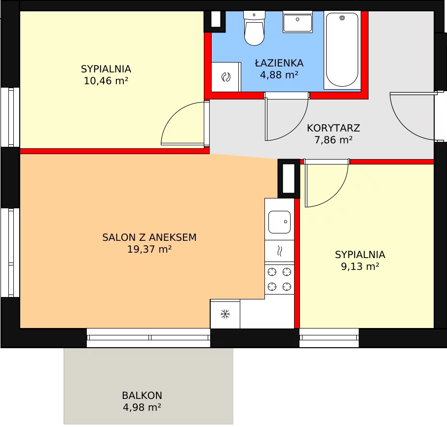 Mieszkanie 53,57 m², piętro 3, oferta nr A19, MiłoSza, Gdynia, Redłowo, ul. Czesława Miłosza