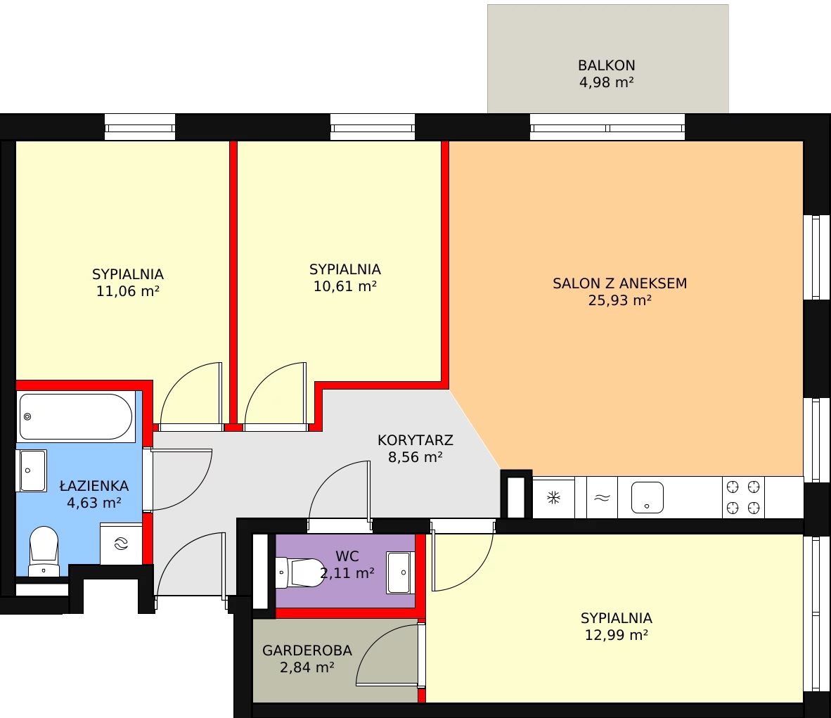 4 pokoje, apartament 81,46 m², piętro 3, oferta nr A21, MiłoSza, Gdynia, Redłowo, ul. Czesława Miłosza