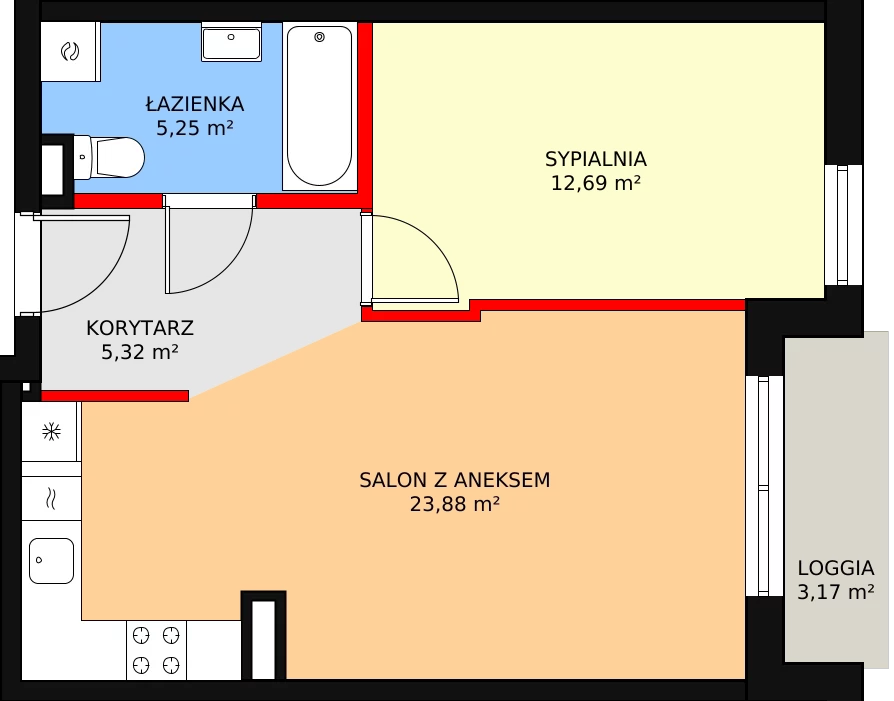 2 pokoje, mieszkanie 48,60 m², piętro 3, oferta nr A22, MiłoSza, Gdynia, Redłowo, ul. Czesława Miłosza