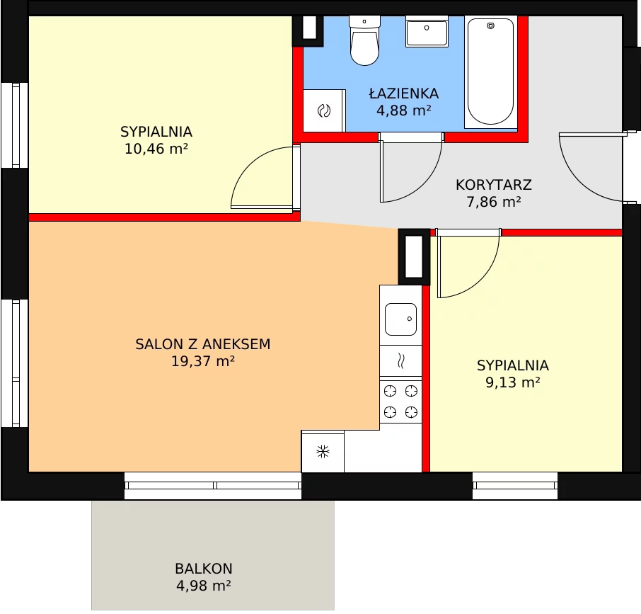 Mieszkanie 53,75 m², piętro 4, oferta nr A24, MiłoSza, Gdynia, Redłowo, ul. Czesława Miłosza