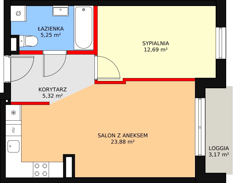 Mieszkanie 48,68 m², piętro 4, oferta nr A27, MiłoSza, Gdynia, Redłowo, ul. Czesława Miłosza