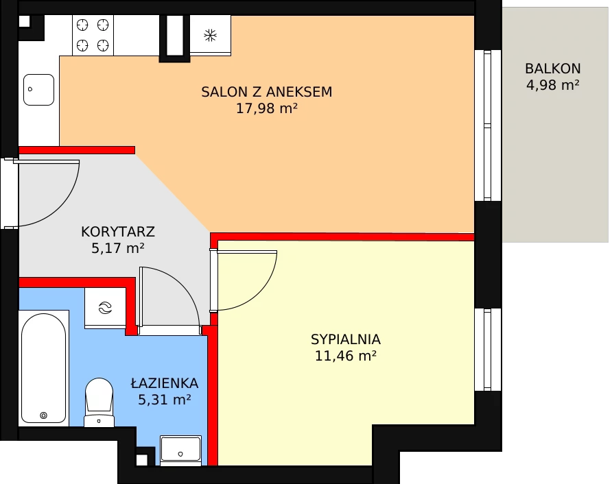 Mieszkanie 41,49 m², piętro 2, oferta nr B13, MiłoSza, Gdynia, Redłowo, ul. Czesława Miłosza