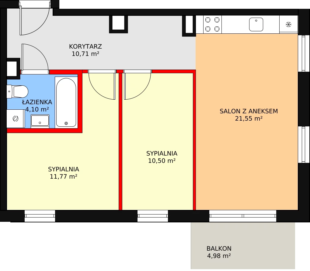 Mieszkanie 60,98 m², piętro 3, oferta nr B19, MiłoSza, Gdynia, Redłowo, ul. Czesława Miłosza