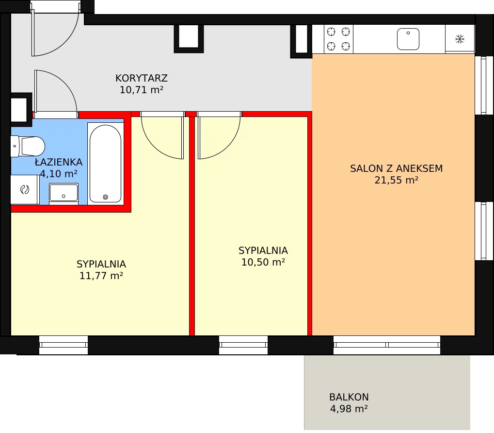 Mieszkanie 60,98 m², piętro 4, oferta nr B24, MiłoSza, Gdynia, Redłowo, ul. Czesława Miłosza