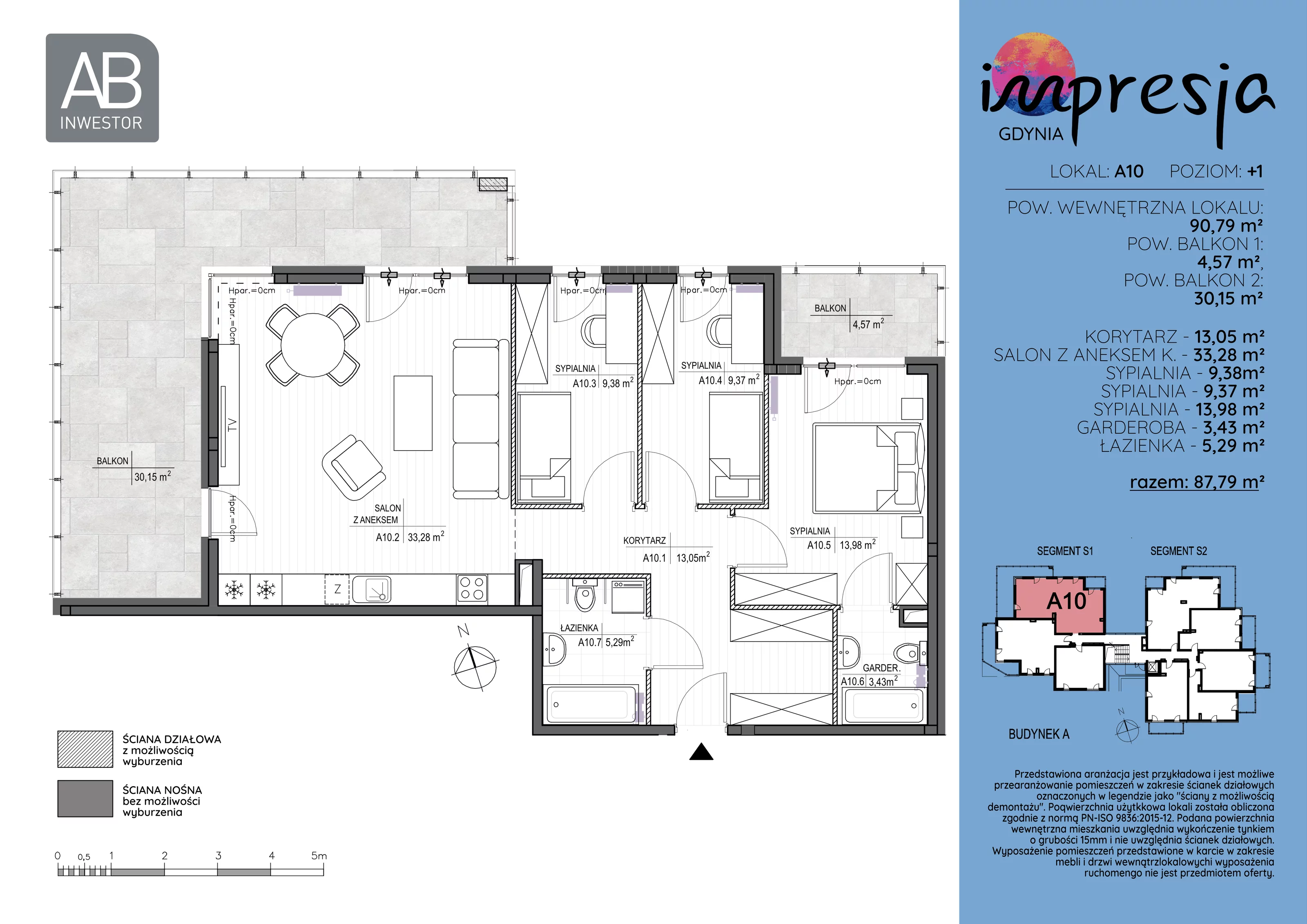 4 pokoje, apartament 90,79 m², piętro 1, oferta nr A10, Impresja, Gdynia, Mały Kack, ul. Płocka 35