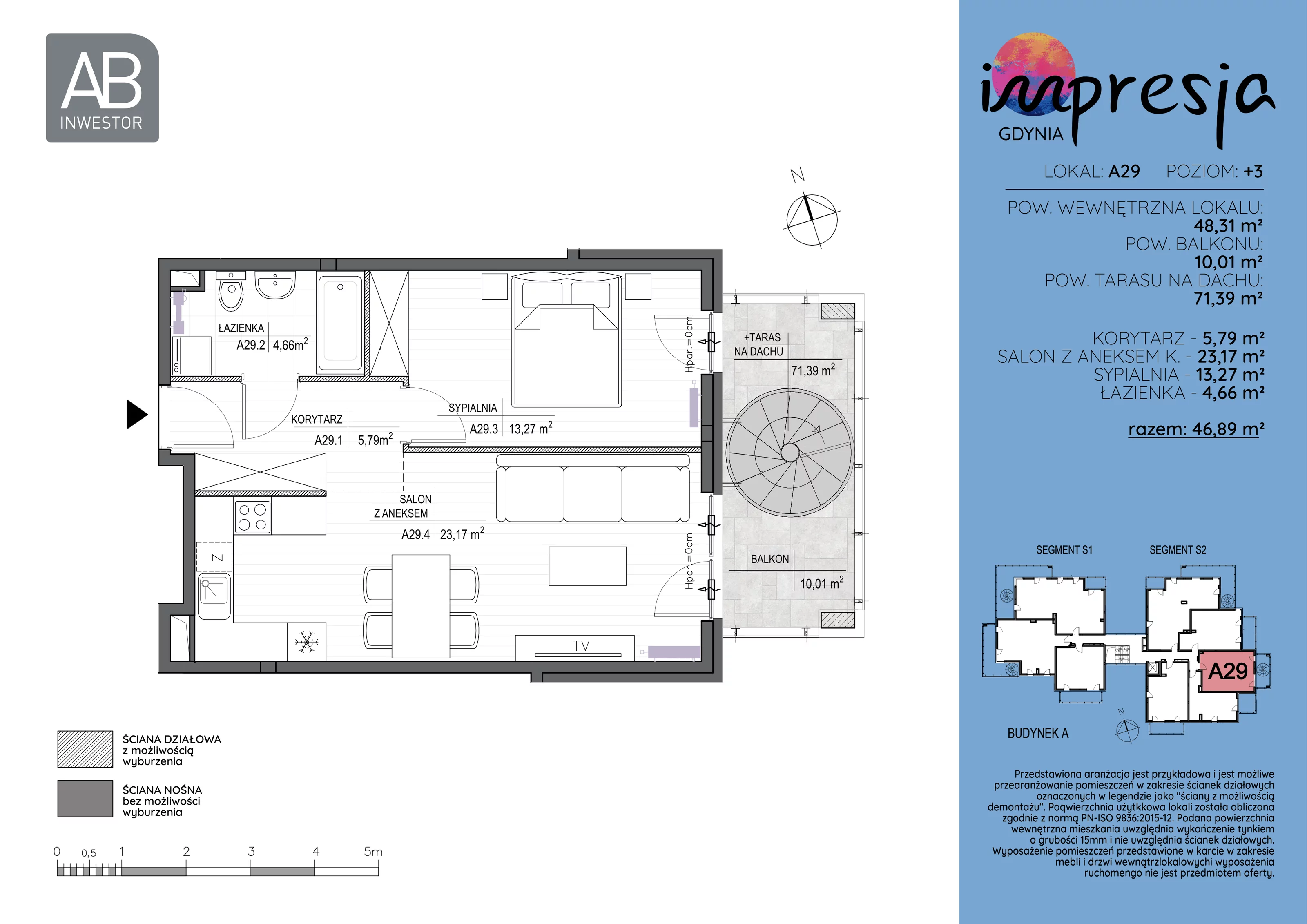 2 pokoje, apartament 48,31 m², piętro 3, oferta nr A29, Impresja, Gdynia, Mały Kack, ul. Płocka 35