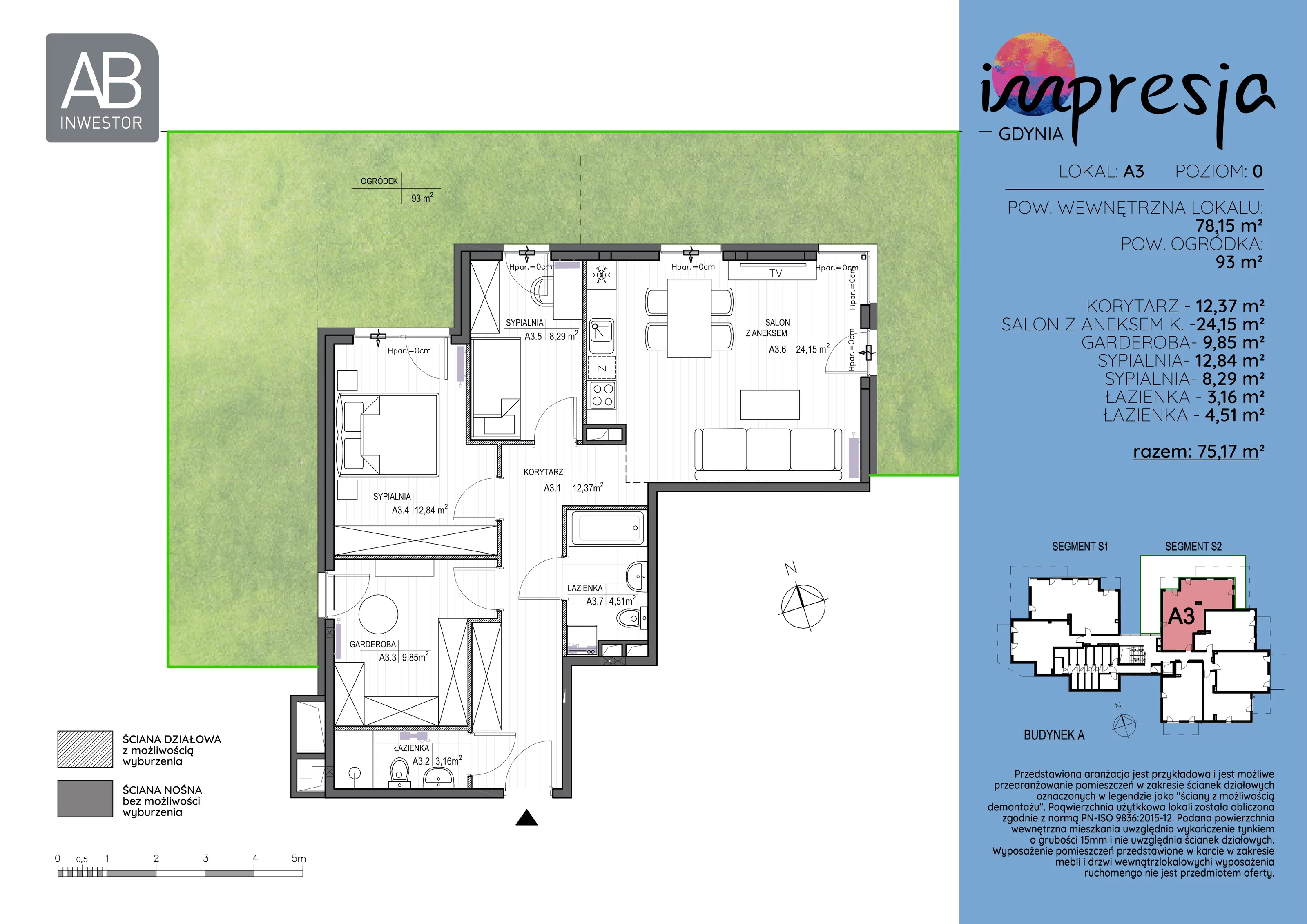 4 pokoje, apartament 78,15 m², parter, oferta nr A3, Impresja, Gdynia, Mały Kack, ul. Płocka 35