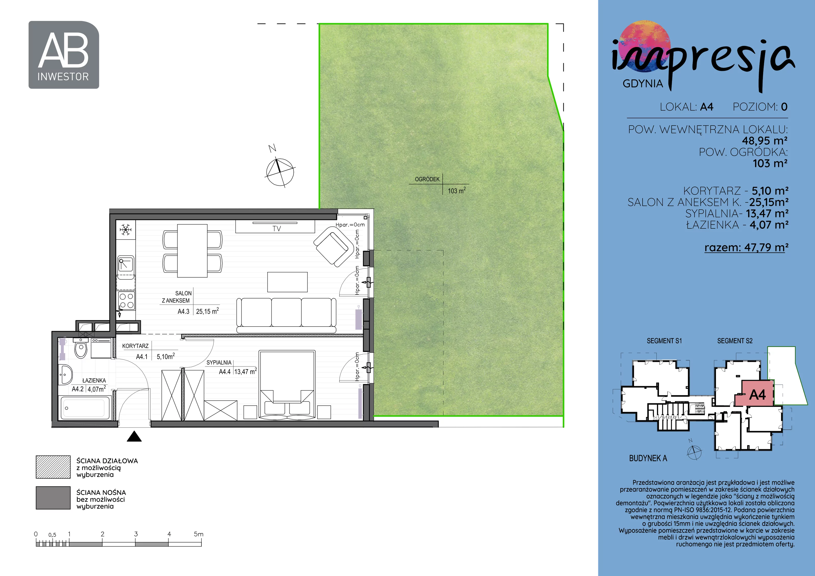 2 pokoje, apartament 48,95 m², parter, oferta nr A4, Impresja, Gdynia, Mały Kack, ul. Płocka 35