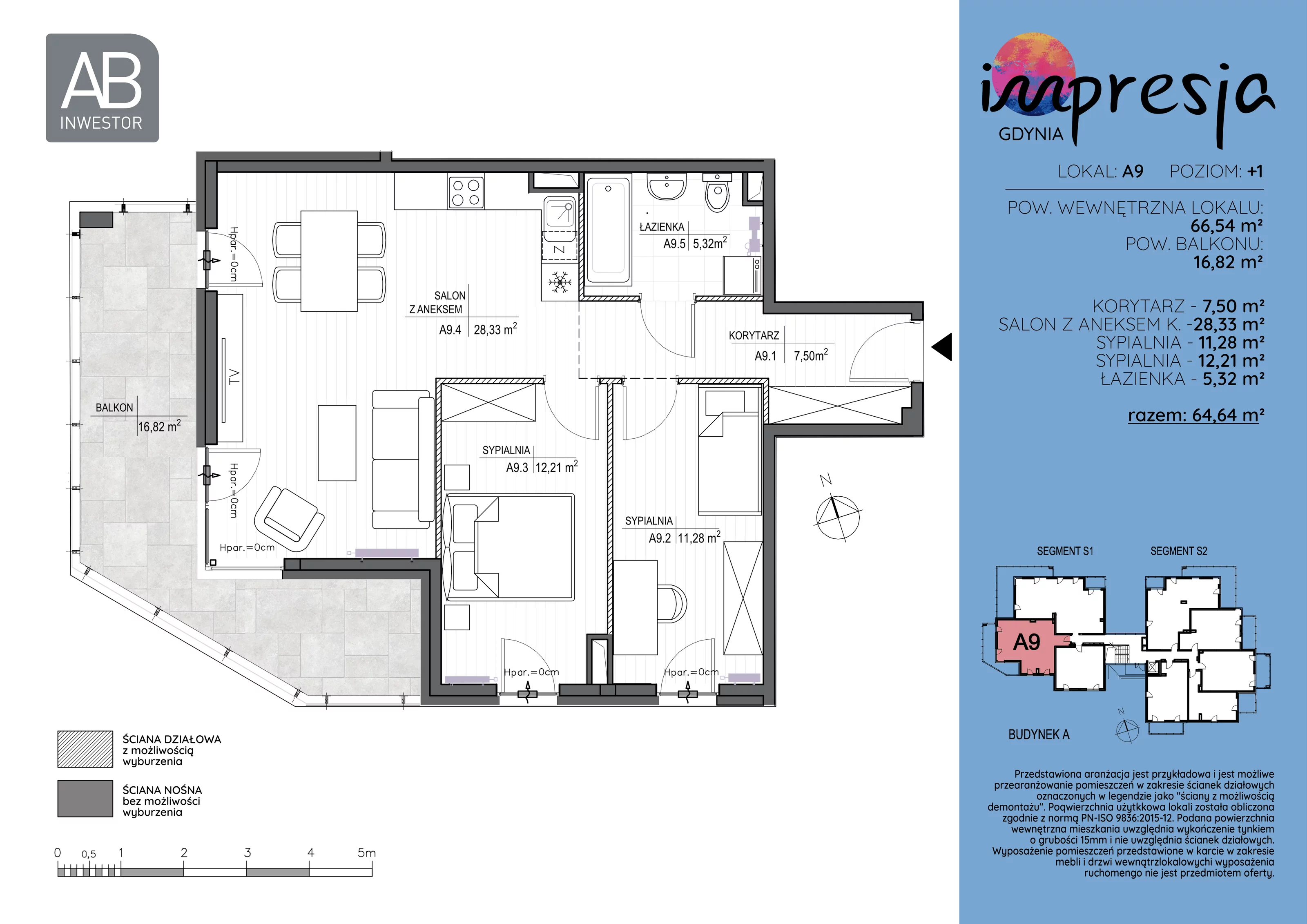 3 pokoje, apartament 66,54 m², piętro 1, oferta nr A9, Impresja, Gdynia, Mały Kack, ul. Płocka 35