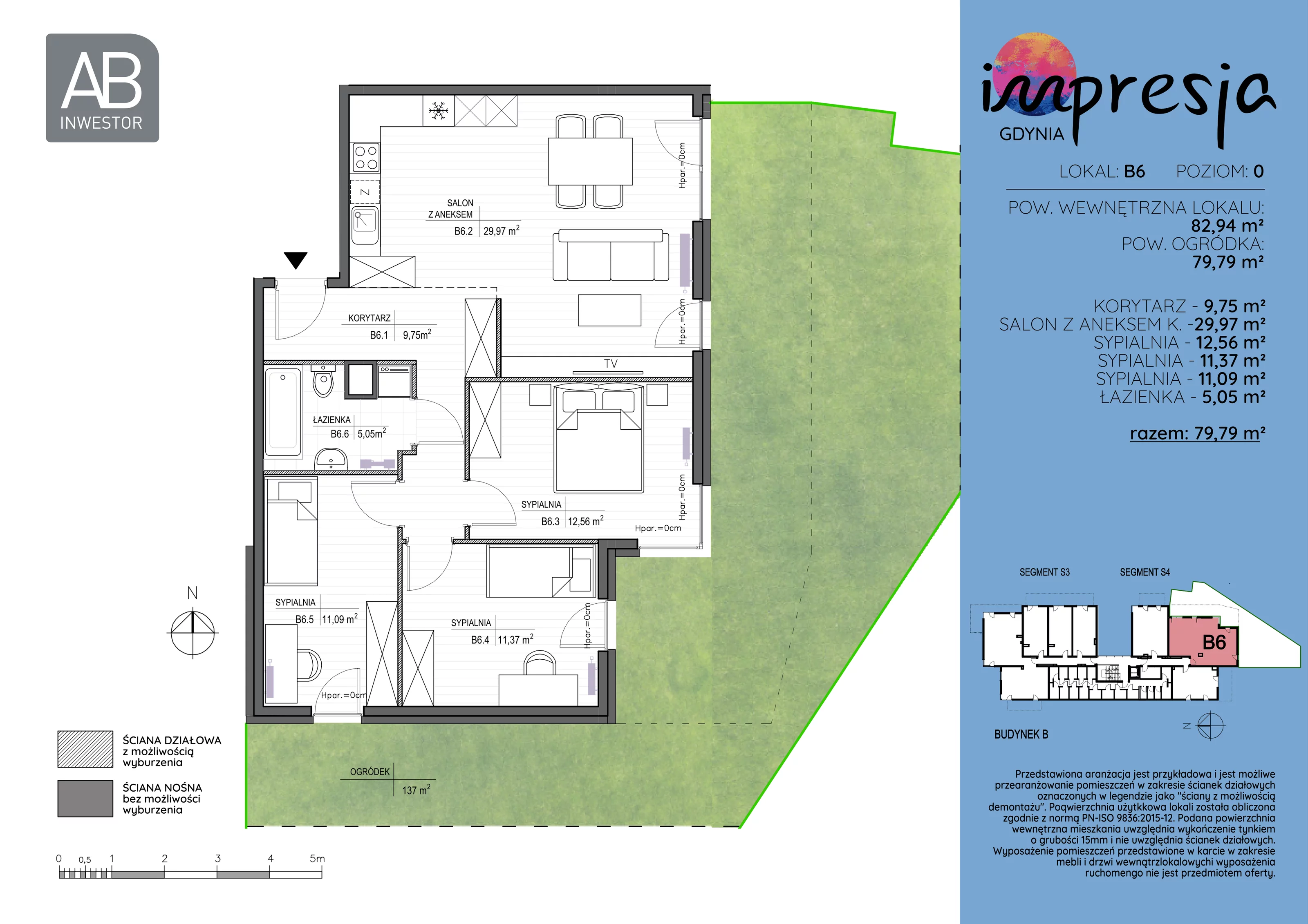 4 pokoje, apartament 82,94 m², parter, oferta nr B6, Impresja, Gdynia, Mały Kack, ul. Płocka 35