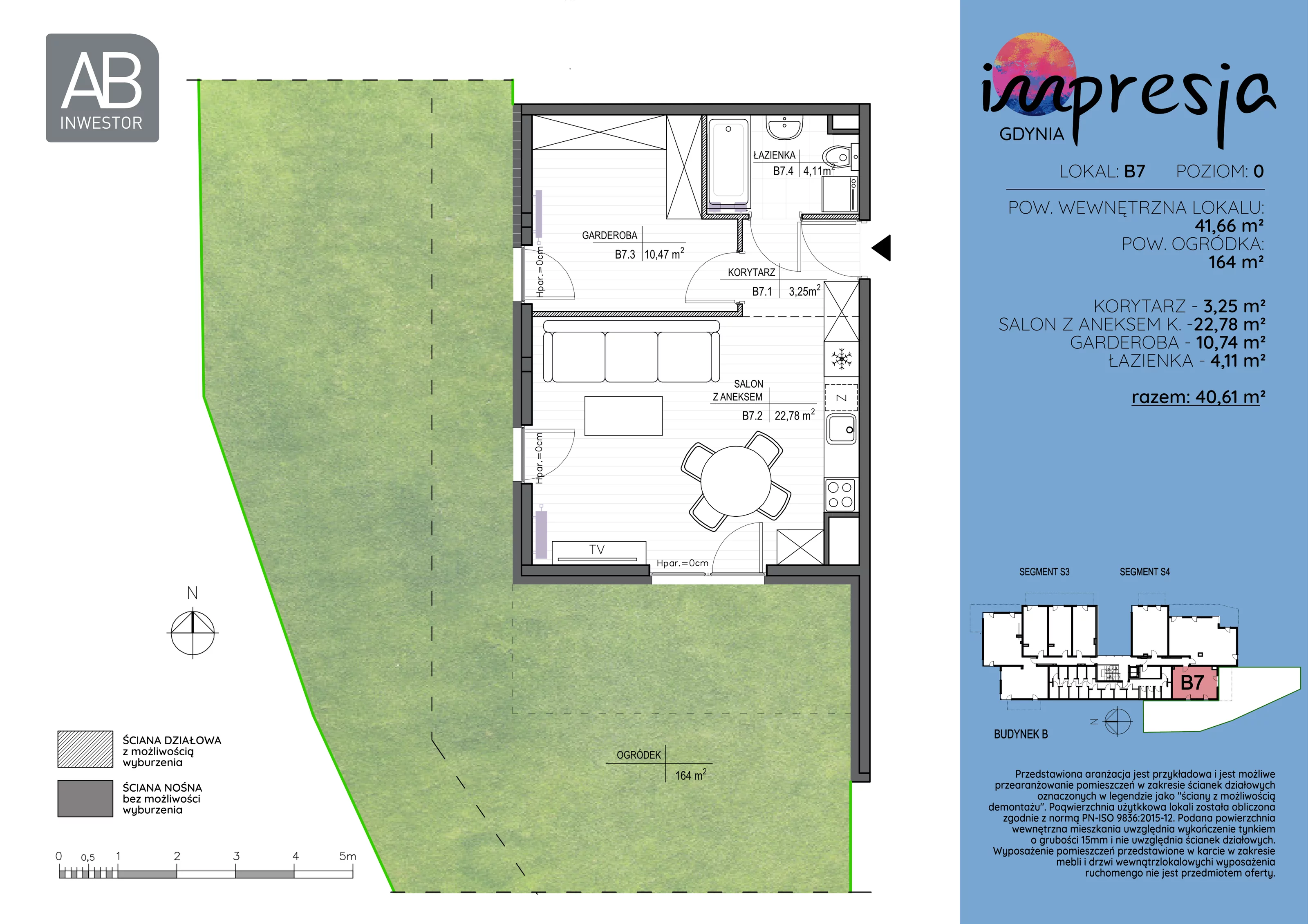2 pokoje, apartament 41,66 m², parter, oferta nr B7, Impresja, Gdynia, Mały Kack, ul. Płocka 35