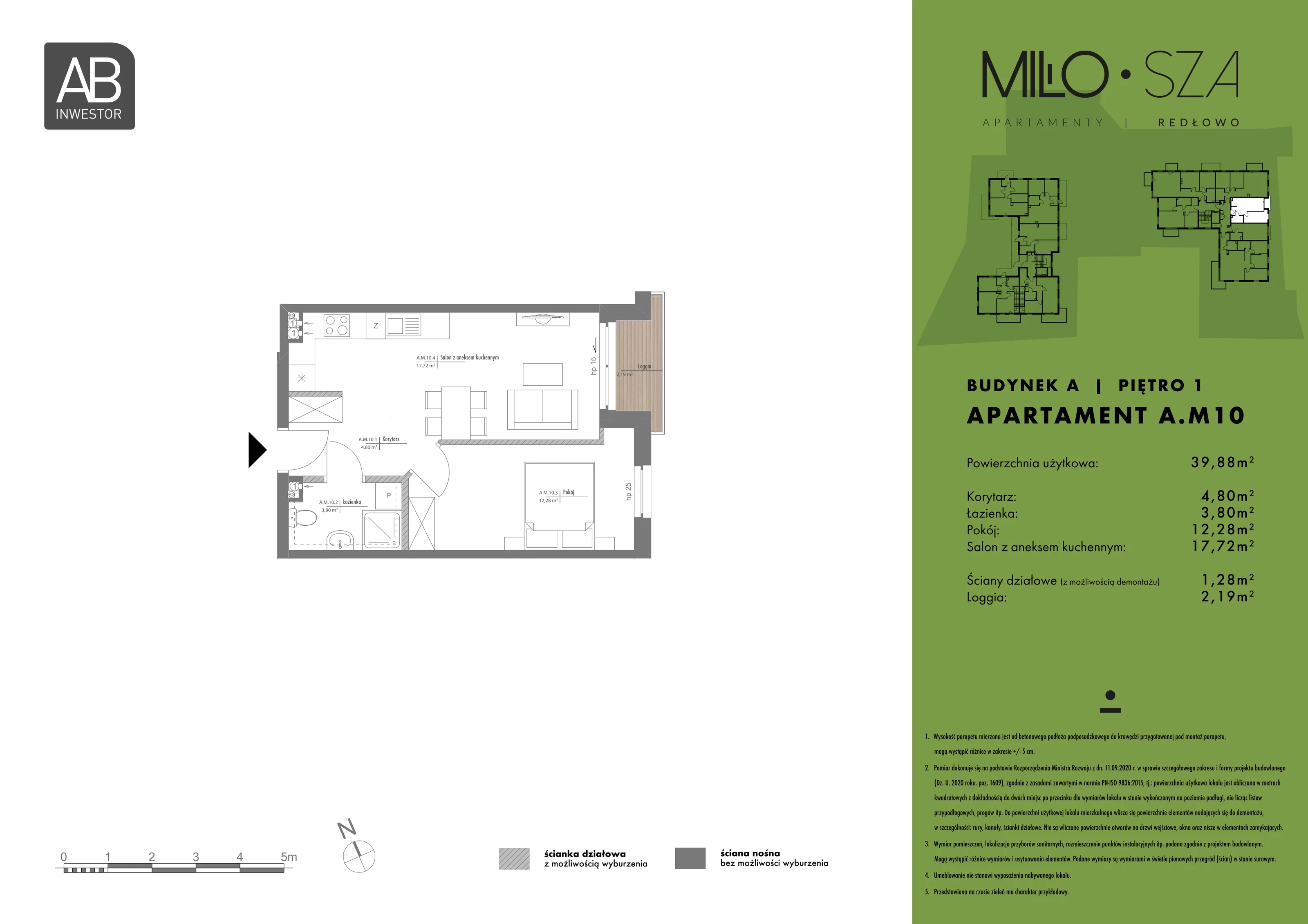 Apartament 39,88 m², piętro 1, oferta nr A10, MiłoSza, Gdynia, Redłowo, ul. Czesława Miłosza