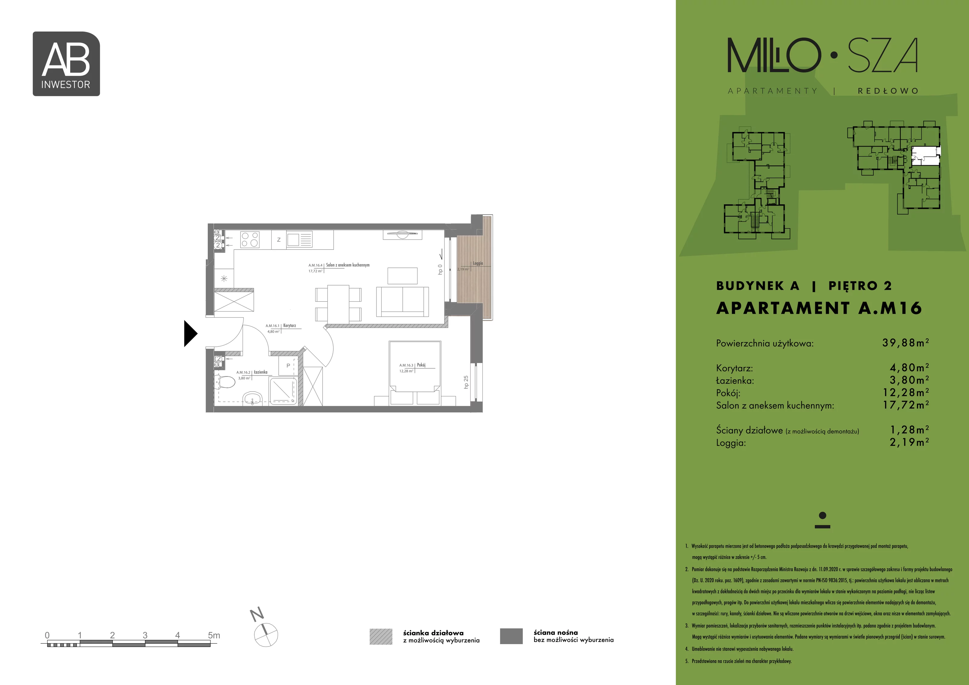 Apartament 39,88 m², piętro 2, oferta nr A16, MiłoSza, Gdynia, Redłowo, ul. Czesława Miłosza