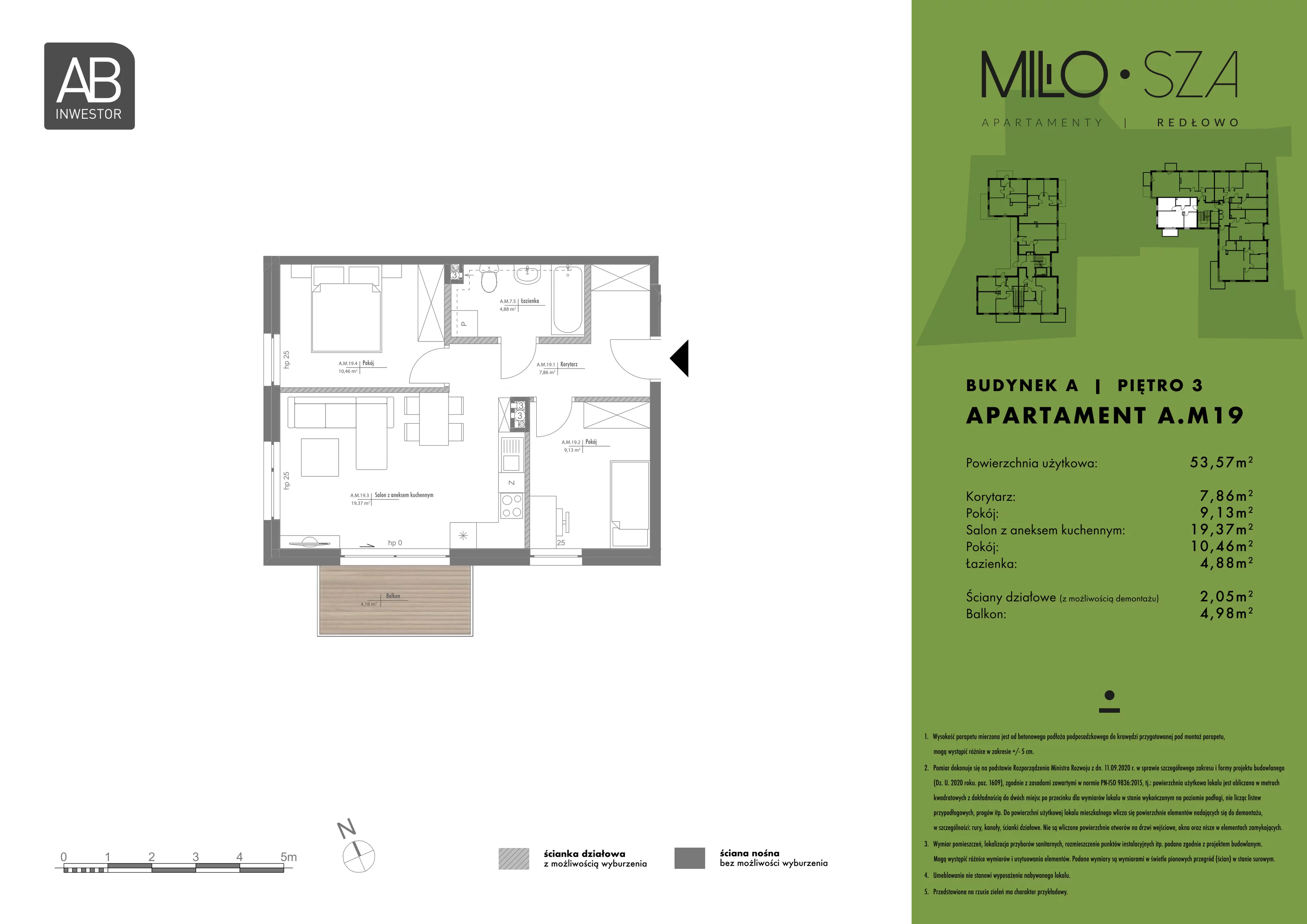 Apartament 53,57 m², piętro 3, oferta nr A19, MiłoSza, Gdynia, Redłowo, ul. Czesława Miłosza