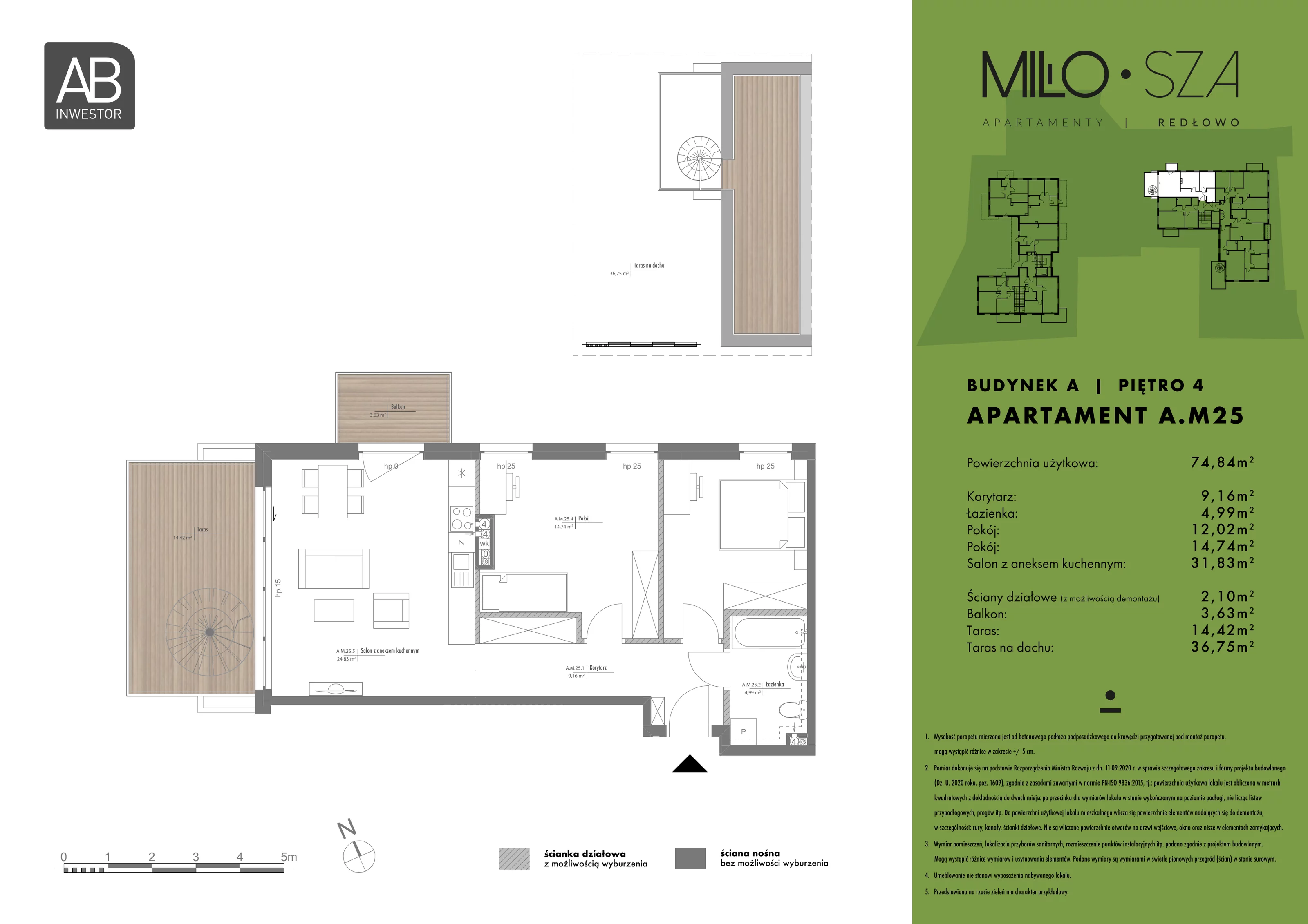 Mieszkanie 74,84 m², piętro 4, oferta nr A25, MiłoSza, Gdynia, Redłowo, ul. Czesława Miłosza