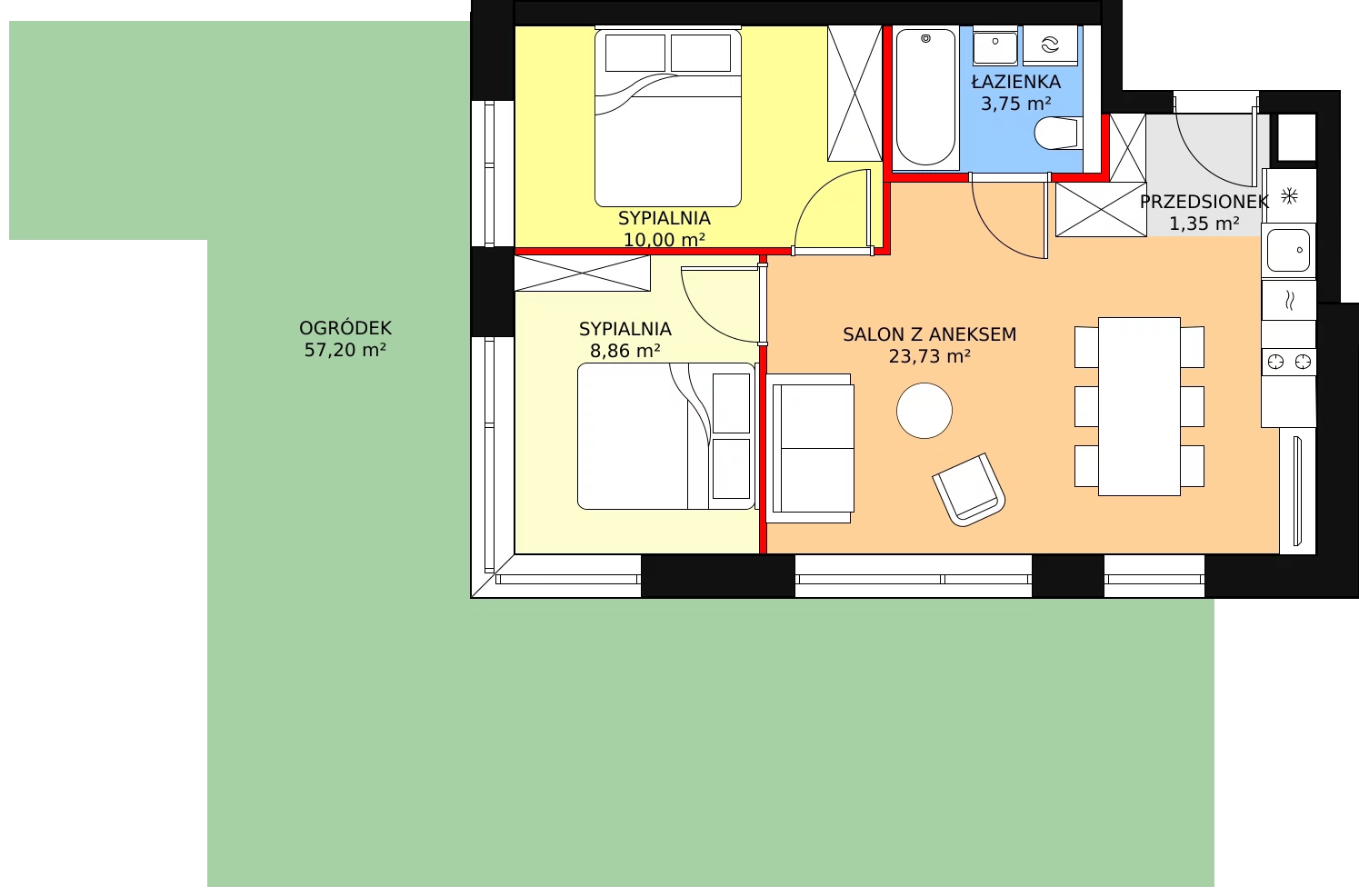 Apartament inwestycyjny 47,69 m², parter, oferta nr A.0.02, Sand Dunes, Dziwnów, ul. Adama Mickiewicza 47