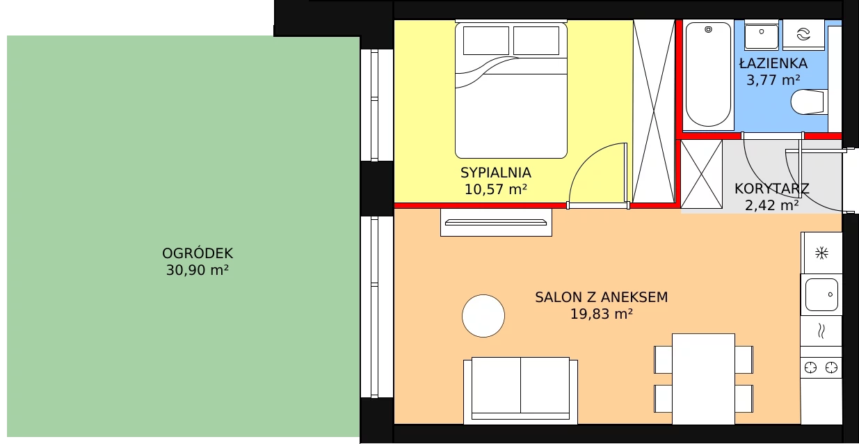 Apartament inwestycyjny 36,59 m², parter, oferta nr A.0.03, Sand Dunes, Dziwnów, ul. Adama Mickiewicza 47