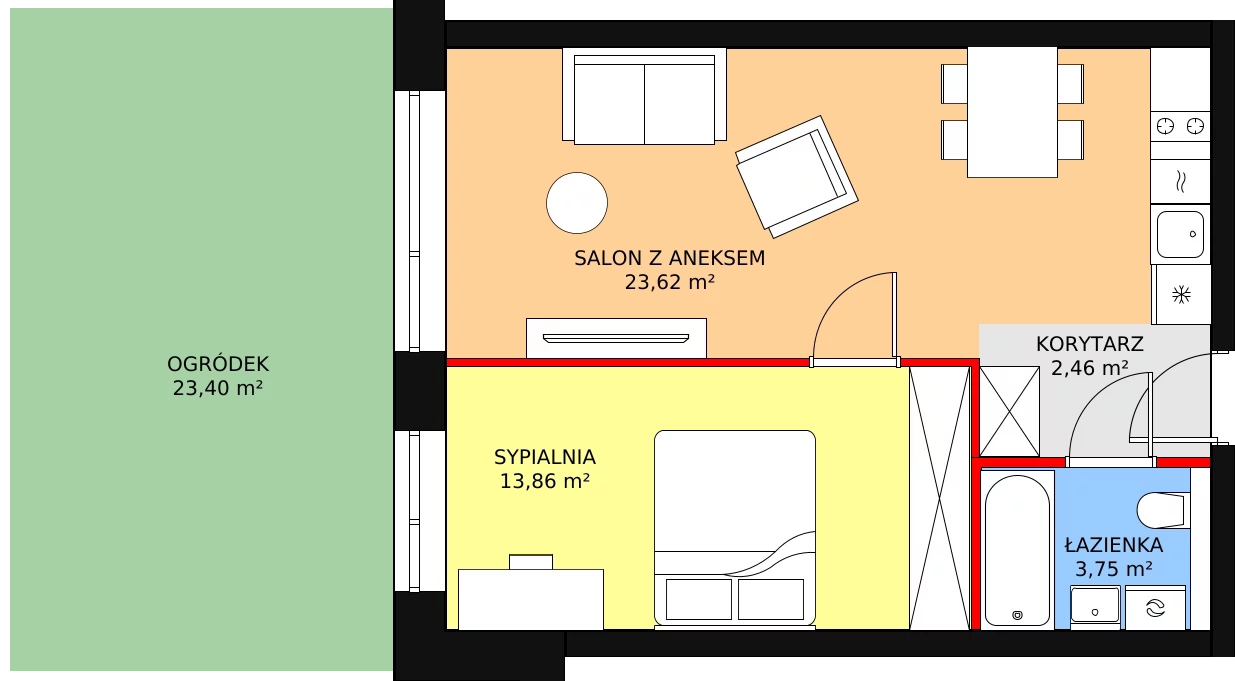 Apartament inwestycyjny 43,69 m², parter, oferta nr A.0.04, Sand Dunes, Dziwnów, ul. Adama Mickiewicza 47