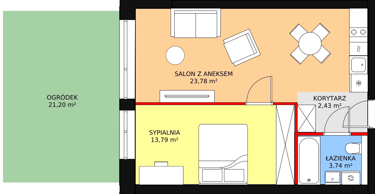 Apartament inwestycyjny 43,74 m², parter, oferta nr A.0.05, Sand Dunes, Dziwnów, ul. Adama Mickiewicza 47