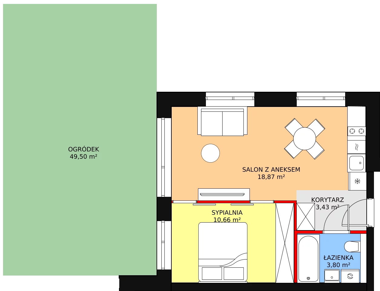 Apartament inwestycyjny 36,76 m², parter, oferta nr A.0.06, Sand Dunes, Dziwnów, ul. Adama Mickiewicza 47