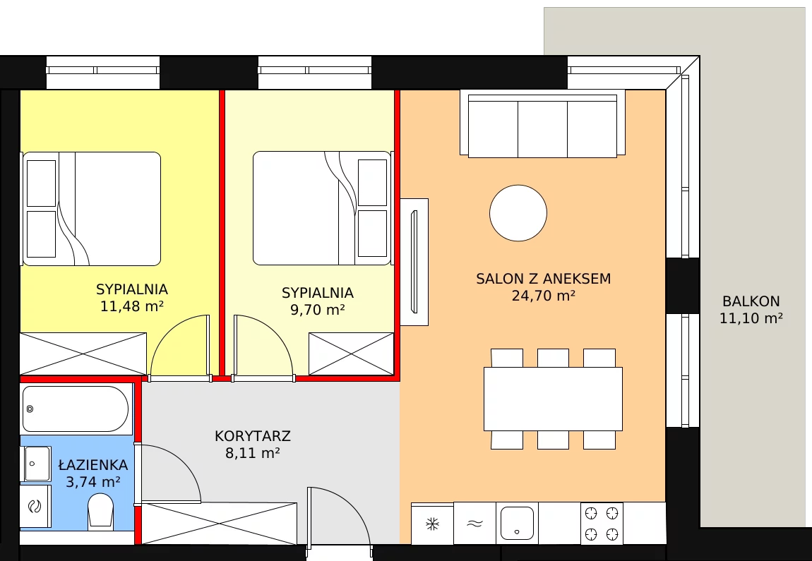 Apartament inwestycyjny 57,73 m², piętro 1, oferta nr A.1.01, Sand Dunes, Dziwnów, ul. Adama Mickiewicza 47