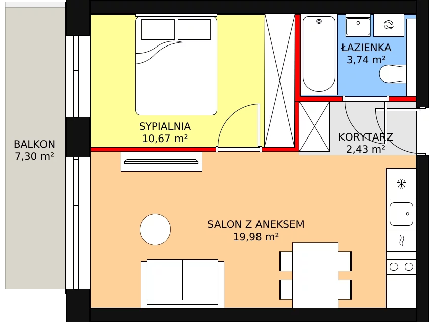 Apartament inwestycyjny 36,82 m², piętro 1, oferta nr A.1.03, Sand Dunes, Dziwnów, ul. Adama Mickiewicza 47