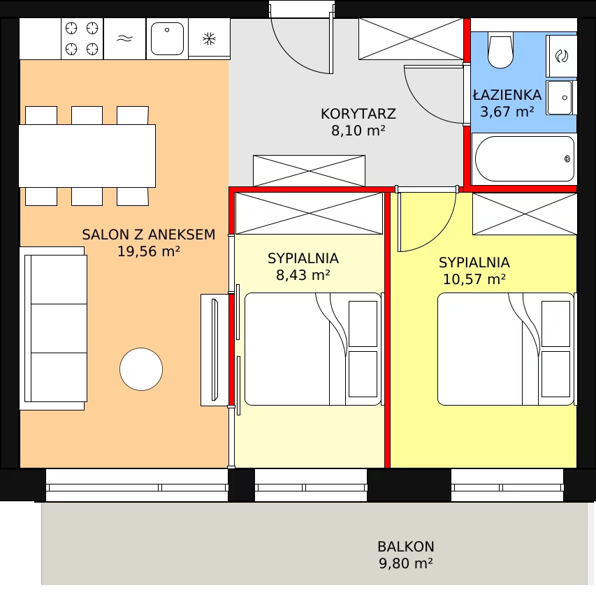 Apartament inwestycyjny 50,33 m², piętro 1, oferta nr A.1.06, Sand Dunes, Dziwnów, ul. Adama Mickiewicza 47