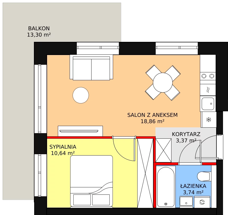 Apartament inwestycyjny 36,61 m², piętro 1, oferta nr A.1.07, Sand Dunes, Dziwnów, ul. Adama Mickiewicza 47