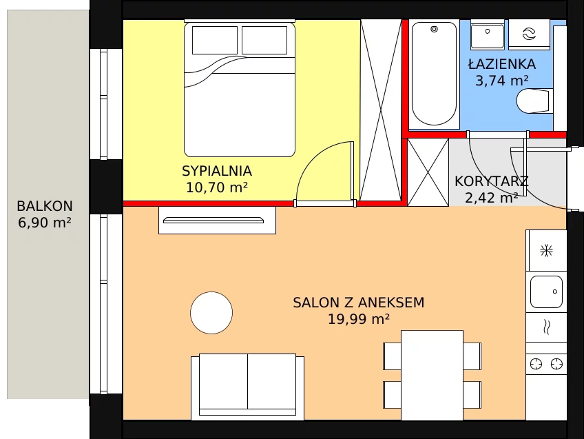 Apartament inwestycyjny 36,85 m², piętro 2, oferta nr A.2.05, Sand Dunes, Dziwnów, ul. Adama Mickiewicza 47