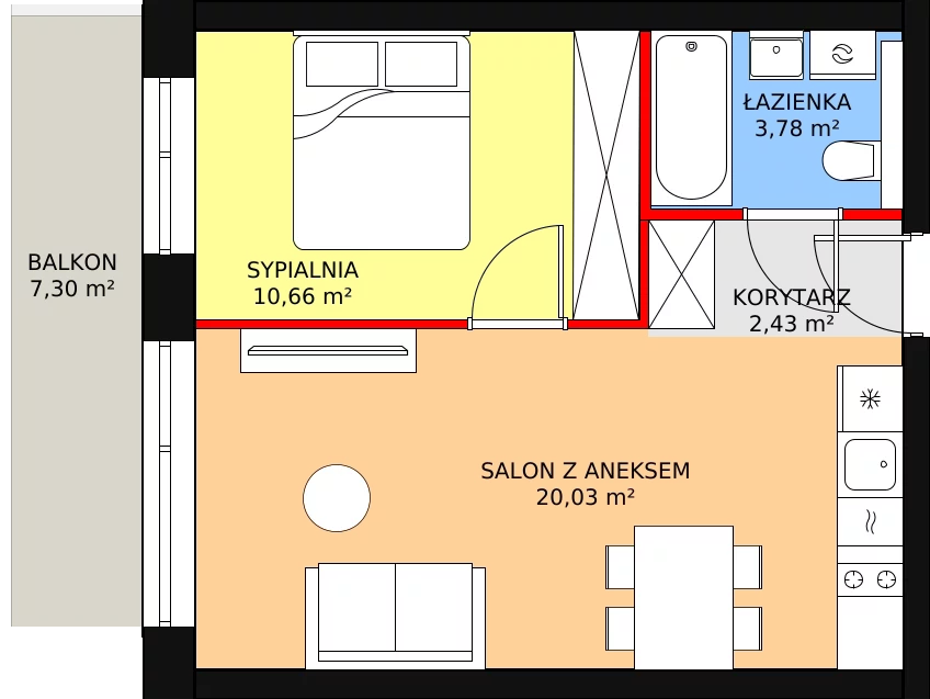 Apartament inwestycyjny 36,90 m², piętro 3, oferta nr A.3.03, Sand Dunes, Dziwnów, ul. Adama Mickiewicza 47