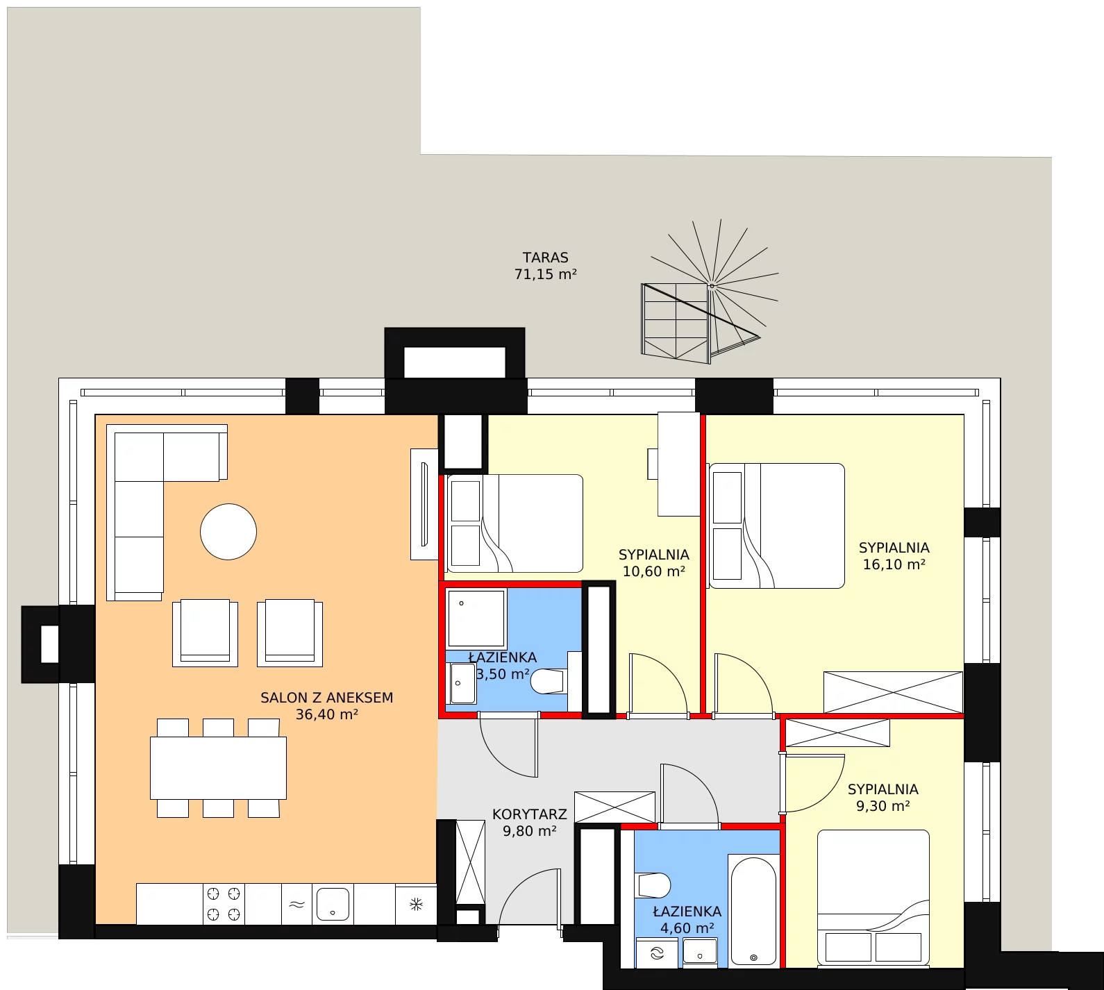 4 pokoje, apartament inwestycyjny 90,30 m², piętro 4, oferta nr A.4.04, Sand Dunes, Dziwnów, ul. Adama Mickiewicza 47