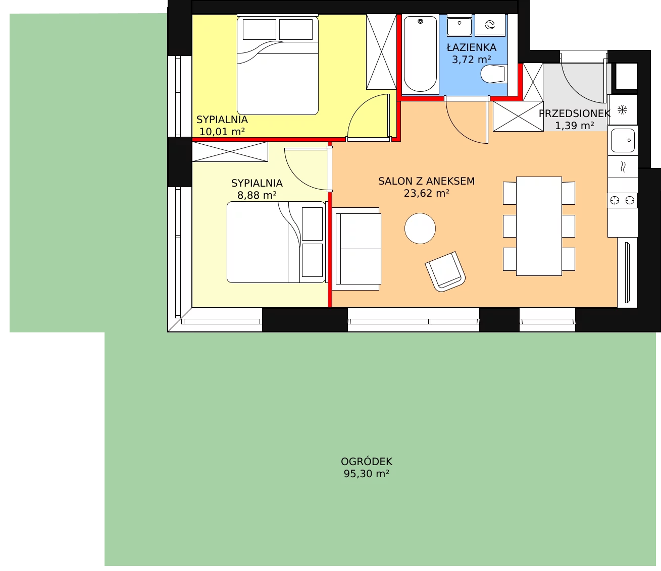 Apartament inwestycyjny 47,62 m², parter, oferta nr B.0.02, Sand Dunes, Dziwnów, ul. Adama Mickiewicza 47