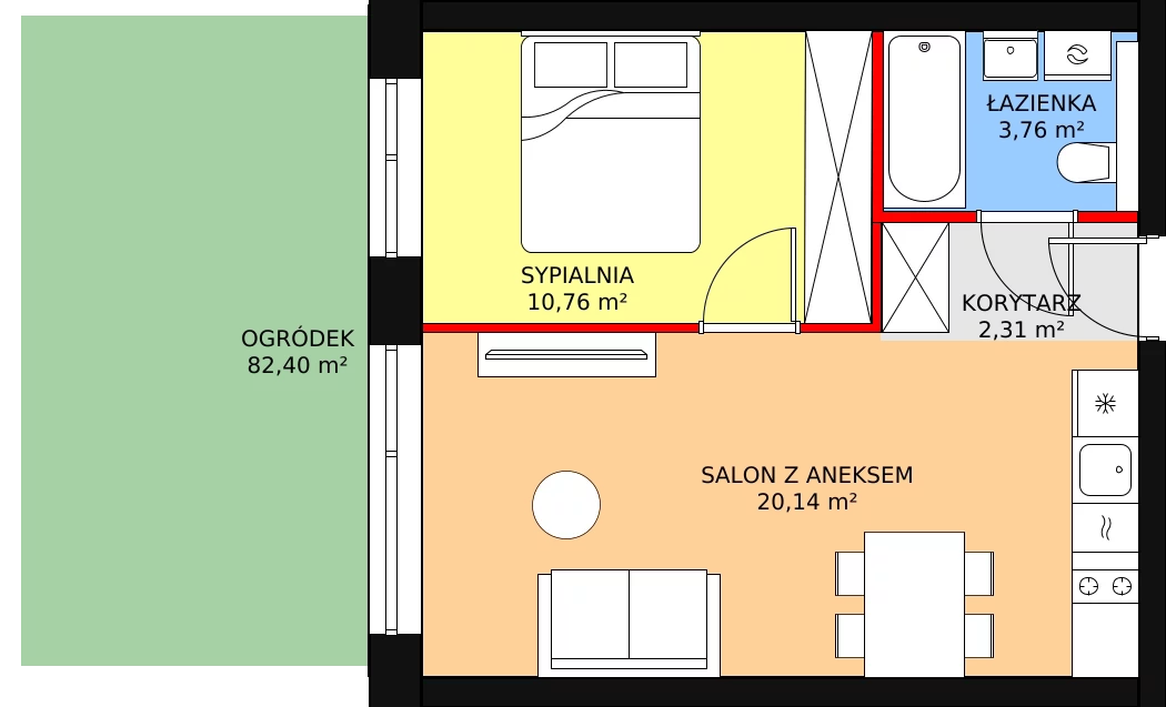 Apartament inwestycyjny 36,97 m², parter, oferta nr B.0.03, Sand Dunes, Dziwnów, ul. Adama Mickiewicza 47