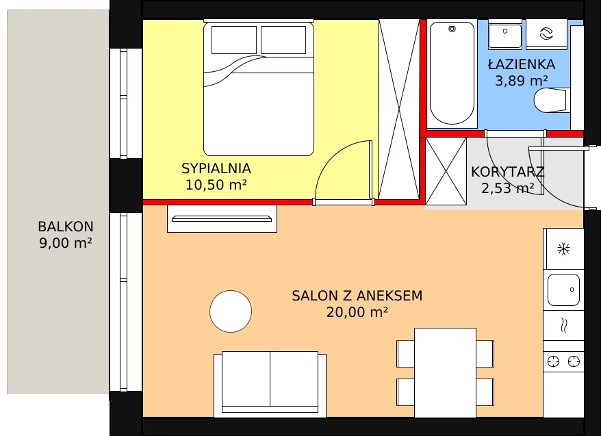 Apartament inwestycyjny 36,92 m², piętro 1, oferta nr B.1.03, Sand Dunes, Dziwnów, ul. Adama Mickiewicza 47