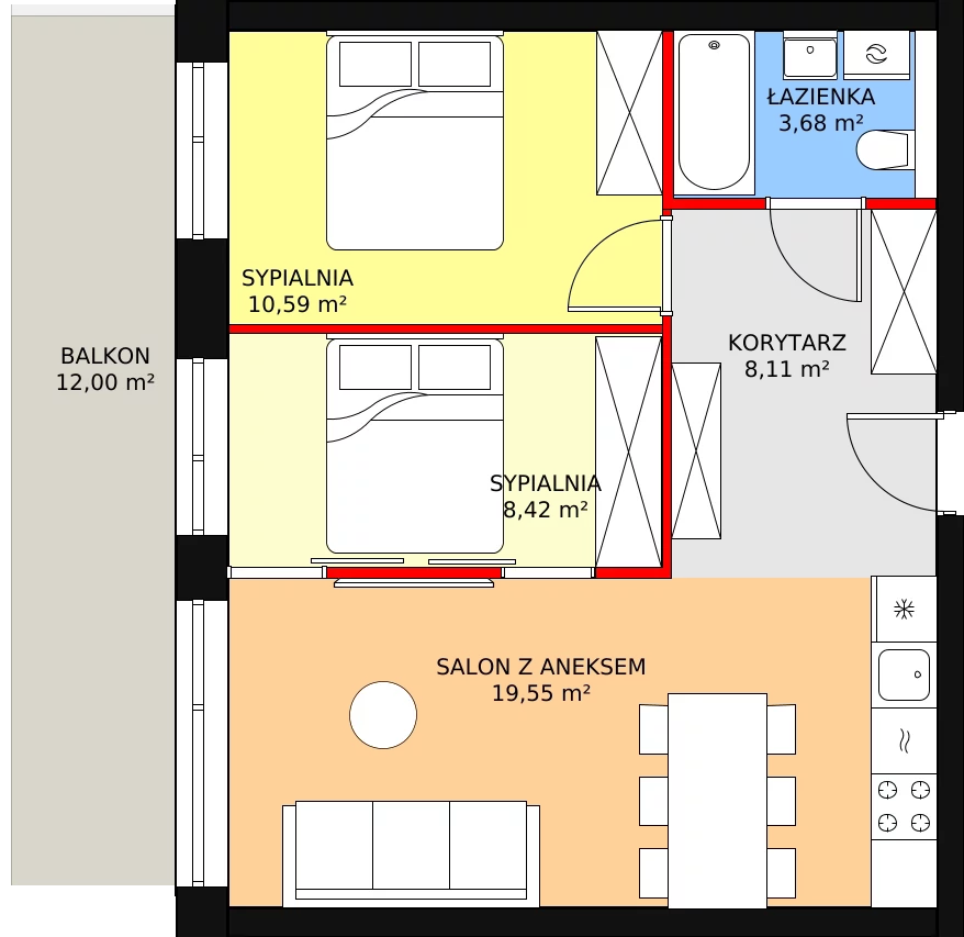 Apartament inwestycyjny 50,35 m², piętro 1, oferta nr B.1.05, Sand Dunes, Dziwnów, ul. Adama Mickiewicza 47