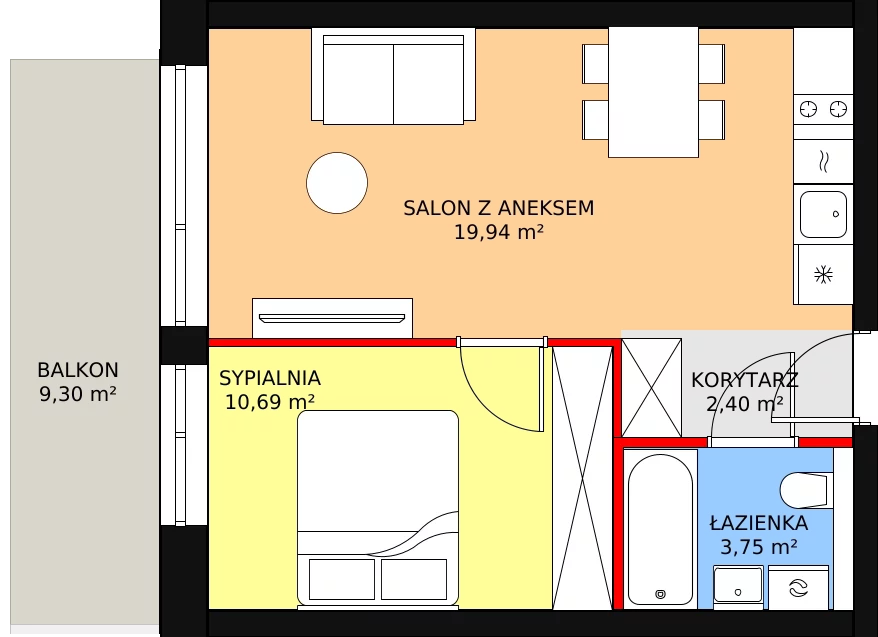 Apartament inwestycyjny 36,78 m², piętro 1, oferta nr B.1.06, Sand Dunes, Dziwnów, ul. Adama Mickiewicza 47