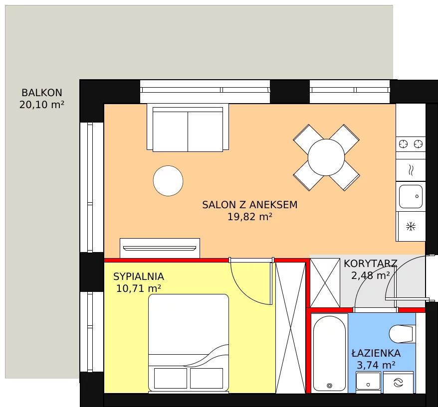 Apartament inwestycyjny 36,75 m², piętro 1, oferta nr B.1.07, Sand Dunes, Dziwnów, ul. Adama Mickiewicza 47