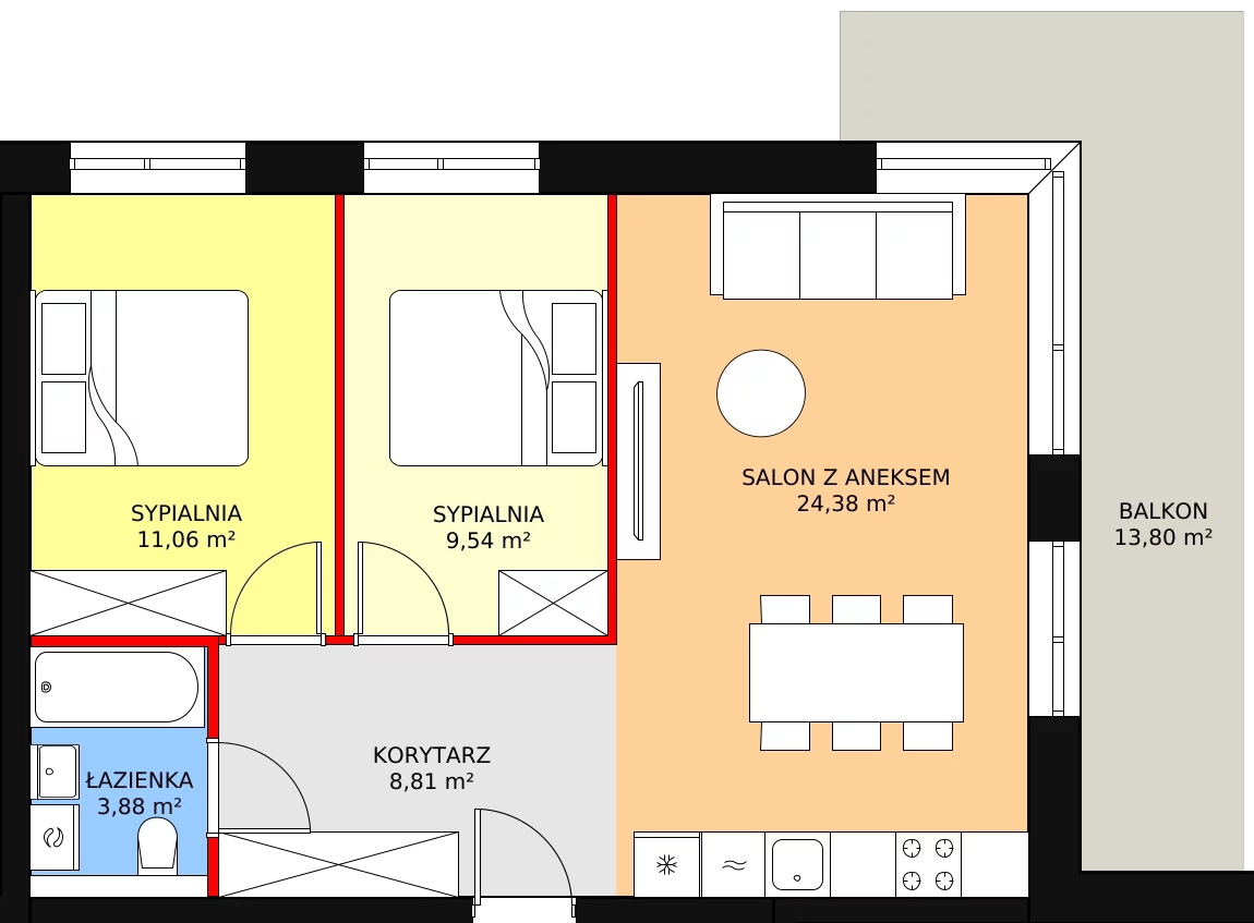 Apartament inwestycyjny 57,67 m², piętro 2, oferta nr B.2.01, Sand Dunes, Dziwnów, ul. Adama Mickiewicza 47