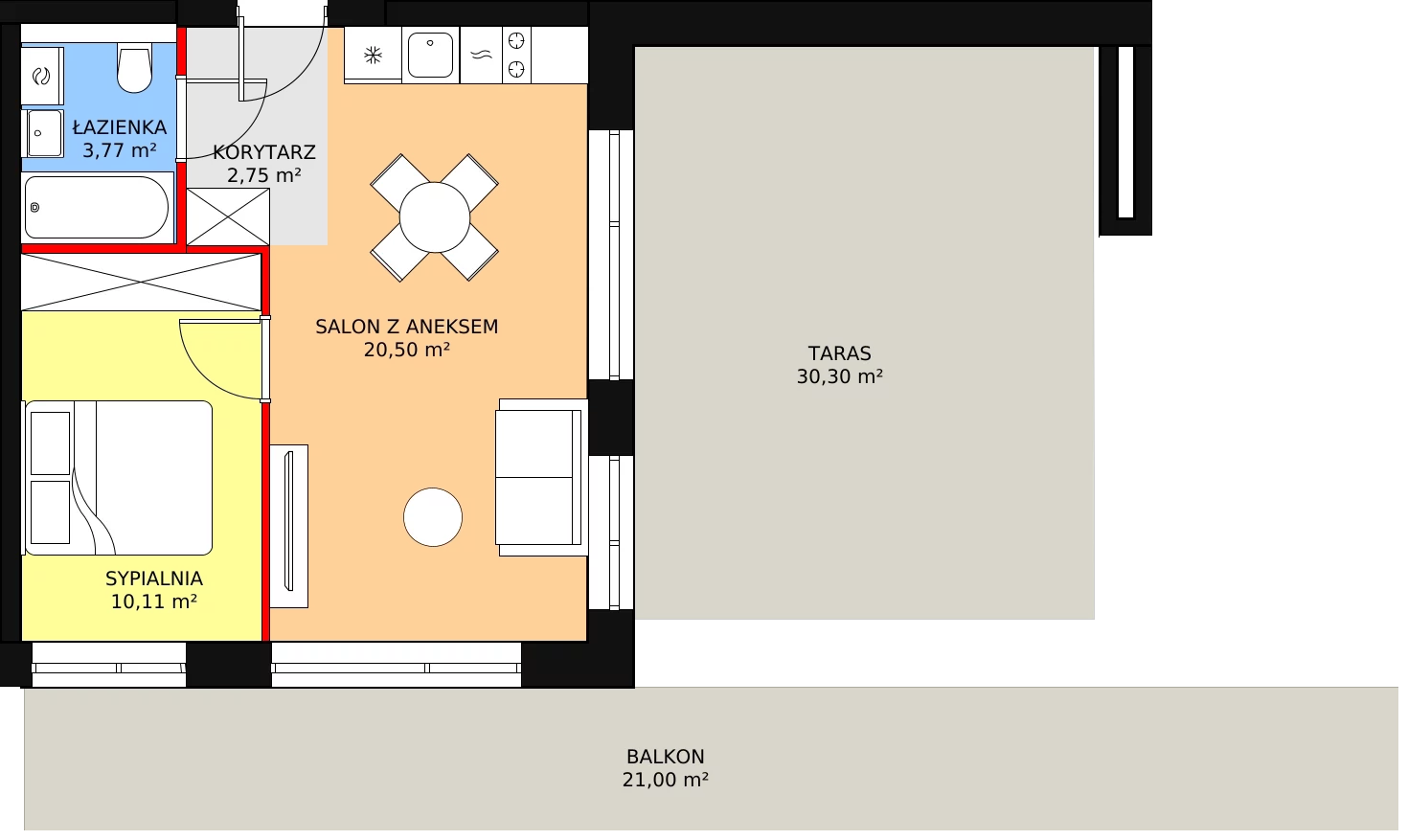 Apartament inwestycyjny 37,13 m², piętro 3, oferta nr B.3.02, Sand Dunes, Dziwnów, ul. Adama Mickiewicza 47