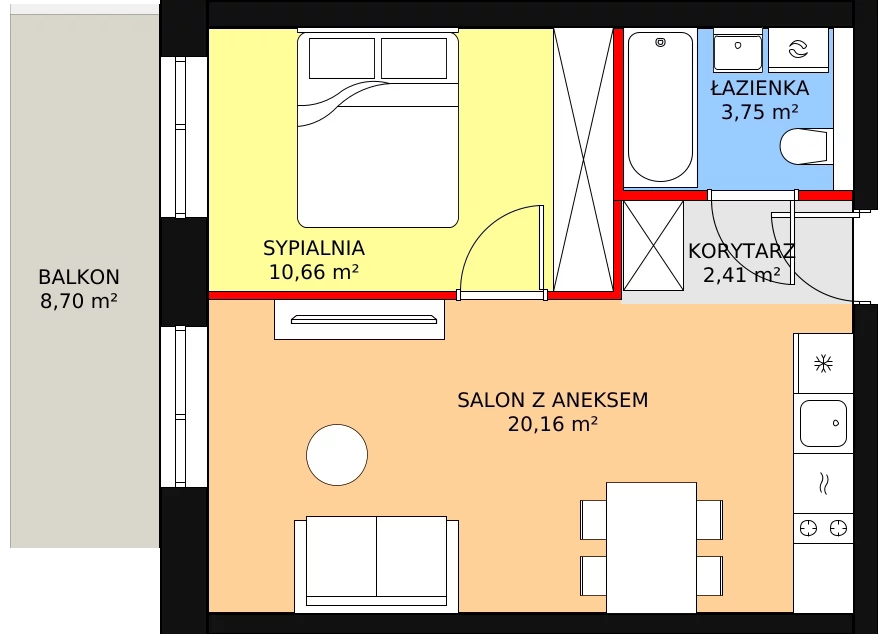 Apartament inwestycyjny 36,98 m², piętro 3, oferta nr B.3.03, Sand Dunes, Dziwnów, ul. Adama Mickiewicza 47