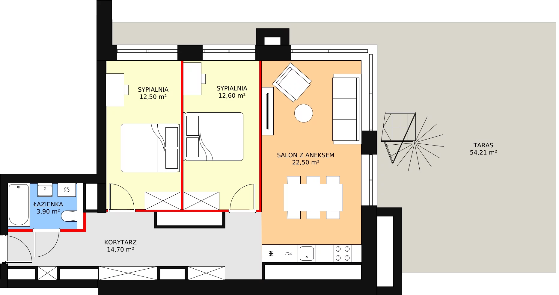 3 pokoje, apartament inwestycyjny 66,20 m², piętro 4, oferta nr B.4.01, Sand Dunes, Dziwnów, ul. Adama Mickiewicza 47