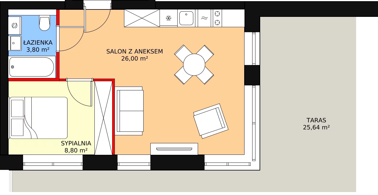 2 pokoje, apartament inwestycyjny 38,60 m², piętro 4, oferta nr B.4.02, Sand Dunes, Dziwnów, ul. Adama Mickiewicza 47
