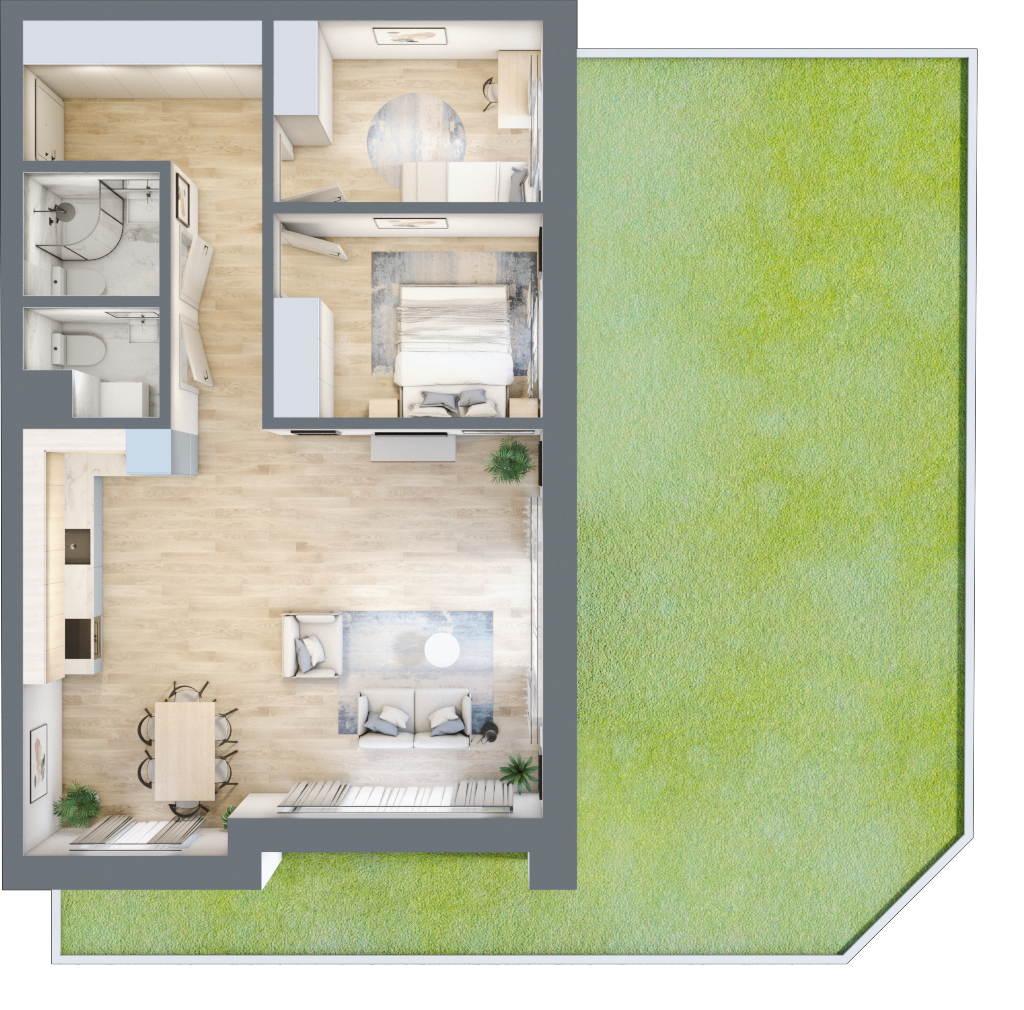 Mieszkanie 71,00 m², parter, oferta nr B-02, AURA WARSZEWO, Szczecin, Północ, Warszewo, ul. Kalinowa