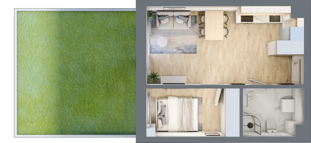 2 pokoje, mieszkanie 37,63 m², parter, oferta nr B-05, AURA WARSZEWO, Szczecin, Północ, Warszewo, ul. Kalinowa
