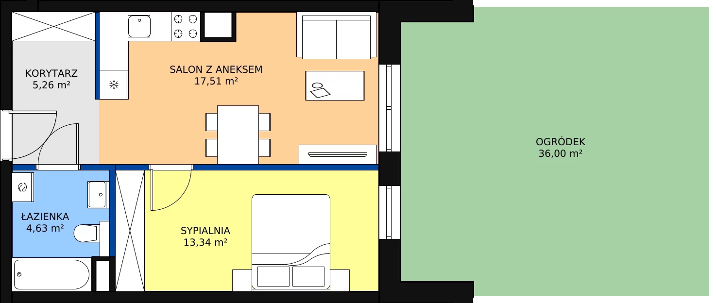 Zalety mieszkania 40.74 m², OK-04