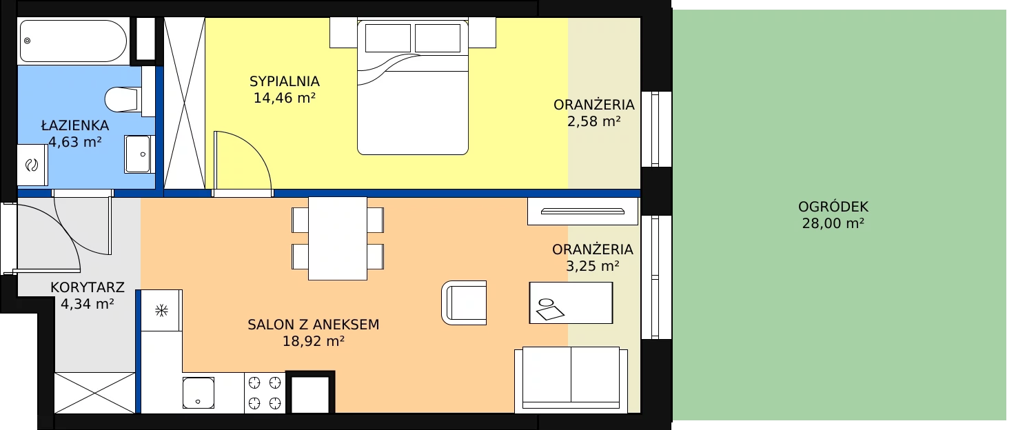 Zalety mieszkania 42.35 m², OK-05