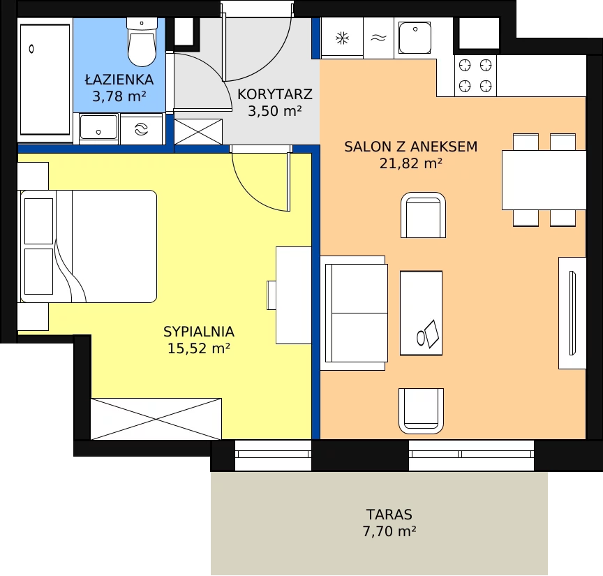 Zalety mieszkania 44.62 m², OK-07